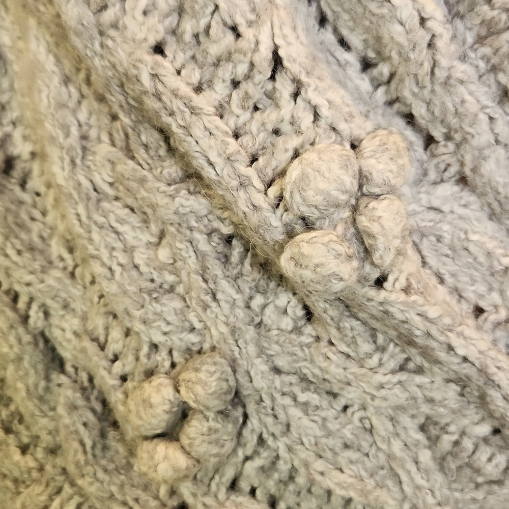 Anthropologie Sleeping On Snow‎ Light Gray Cable Knit Sweater XS/S - Picture 4 of 13